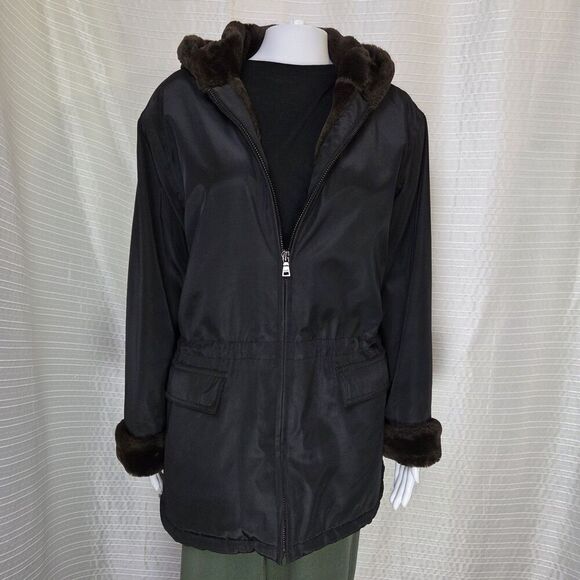 Andrew Marc New York Parka Cozy Faux Fur Lined Lodge Coat Black Women's S - Picture 15 of 15